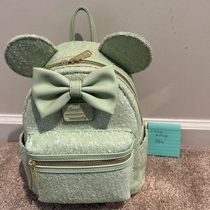NWT Disney Mint Sequin Loungefly mini backpack